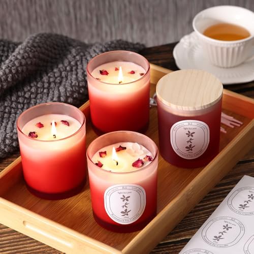 REISEN 12 Pcs 10oz Gradient Red Candle Jars for Candle Making Kit