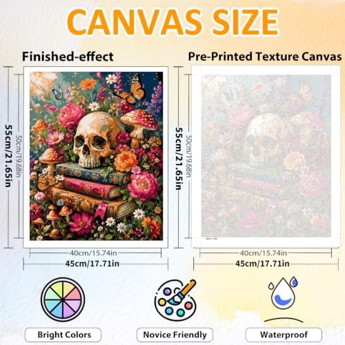 CRZMODE Skull Paint by Numbers Kit for Adults, Skull, 16x20 inch