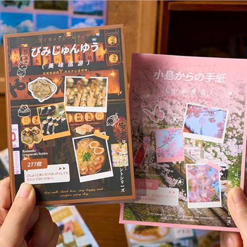 Japanese Sticker Book - 40 Sheets Cherry Blossom & Izakaya Food Stickers for Journals, Planners, Scrapbooking & Water Bottles - Kawaii Vinyl Decals (554 Pcs)