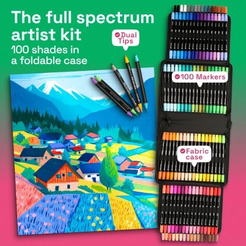 ARTISTRO 100 Dual-Tip Acrylic Paint Marker Pens with Storage Bag