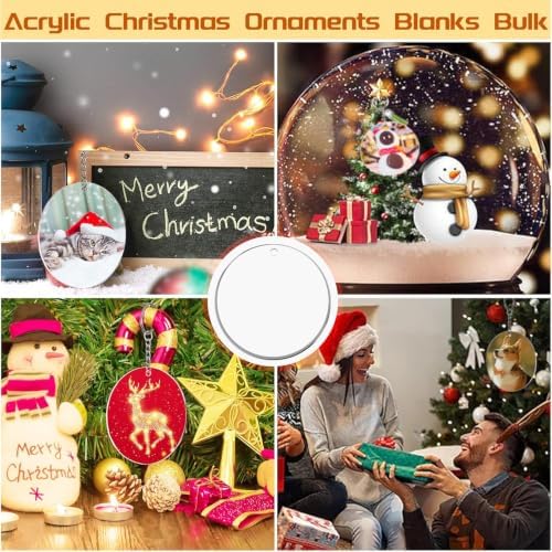 4Inch Round Acrylic Blanks Ornament 20Pcs Clear Acrylic Disc Circle | Senbota Acrylic Christmas Blanks with Holes，DIY Decor, Crafting, Making, Painting