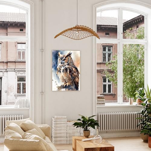xcemhil Owl Paint by Numbers Kit for Adults Beginner, Owl Paint by Number for Adult, Acrylic Paint by Numbers Kits Suitable for Home Wall Art Decor Gifts 16x20 Inch