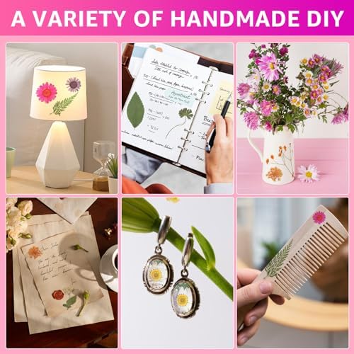 96Pcs Dried Pressed Flowers for Resin, Bulk Natural Dried Flowers,for Scrapbooking DIY Art Crafts Resin Accessories, Soap,Candle Making Nails Decor. Epoxy Resin Jewelry Molds.Craft Making
