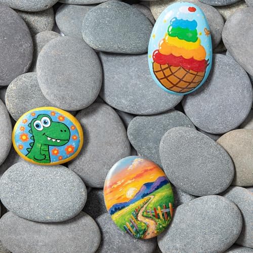 Simetufy 100Pcs River Rocks for Painting 3-4 Inch Large Flat Smooth Stones