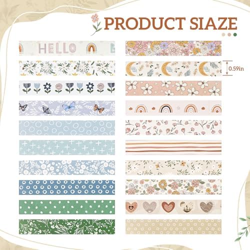 Aesthetics Washi Tape, 20 Rolls Aesthetic Decorative Foil Masking Tape Set with Gift Box, Decorative Tape for Bullet Journal, DIY Craft, Scrapbook Supplies