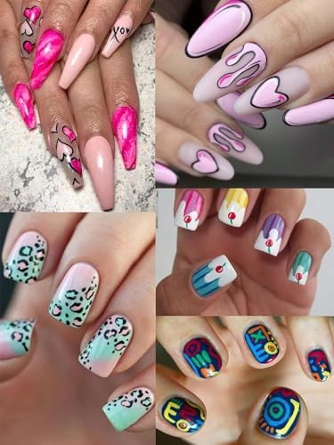 Kalolary 3D Nail Art Pens Set 12 Color Nail Art Marker Graffiti Dotting Pen