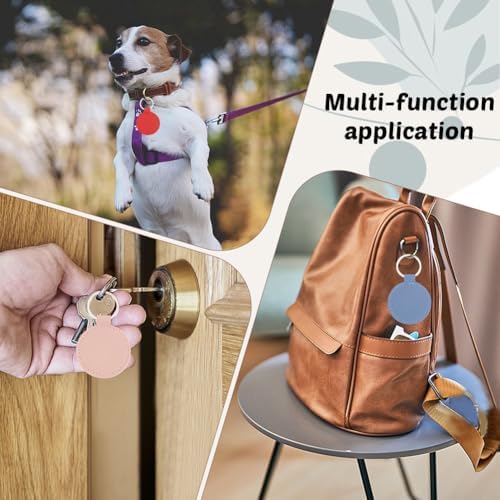10PCS 5 Colors Round PU Leather Blank Keychain Heat Transfer Keyring Double Side Leather Keychain Kit with Key Ring Sublimation Key Fob Holder Bulk for DIY Craft Present Making Birthday Gift