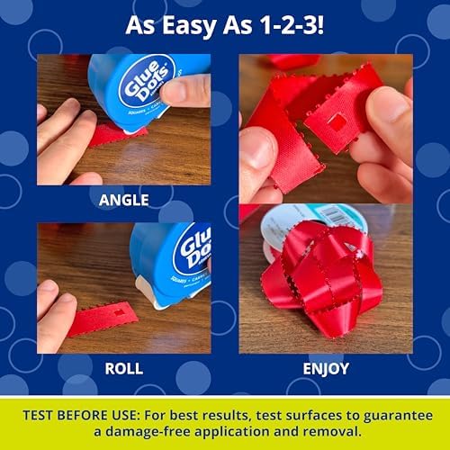 Glue Dots, Glue Squares Dot N' Go Dispenser, Double-Sided, 3/16", 450 Dots, Permanent, DIY Craft Glue Tape, Sticky Adhesive Glue Points, Liquid Hot Glue Alternative, Clear