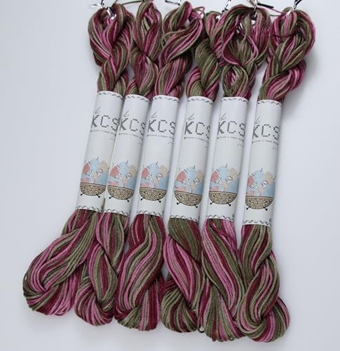 KCS Big skeins of 25 Meters Size 25 Color Variegated Cross Stitch Stranded Threads,6 skeins,4504