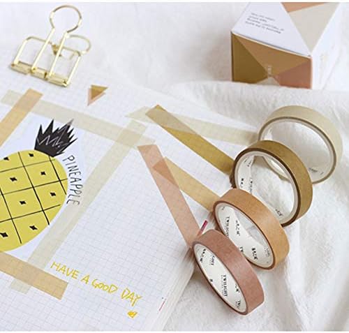 YUBBAEX Natural Color Washi Tape Set 4 Rolls Decorative Tapes for Arts, DIY Crafts, Journals, Planners, Scrapbooking, Wrapping -Neutral Color- (3-Yellow)