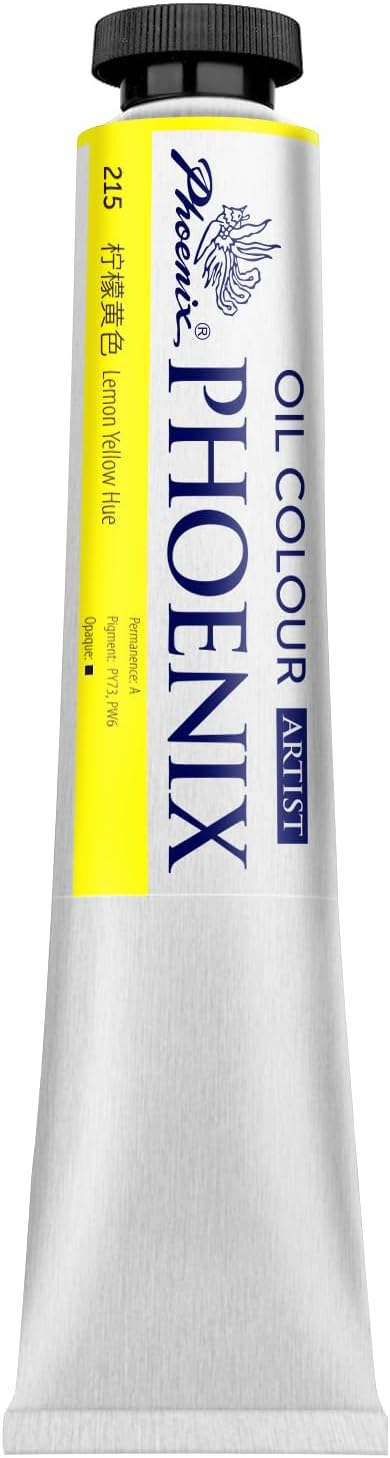 PHOENIX Lemon Yellow Oil Paint - 150ml / 5.07 Fl oz. Single Large Tube - Artist Quality Oil Based Paint for Professionals