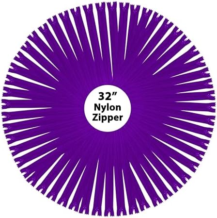 Mandala Crafts 40 PCs Purple Closed-End 32 Inches Nylon Zippers for Sewing