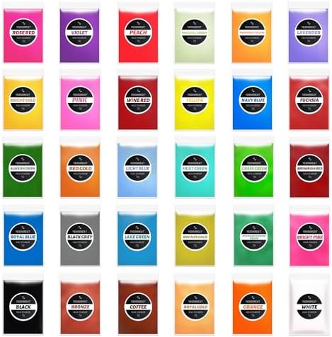 30 Colors Mica Powder, Mica Pigment Powder for Epoxy Resin, Lip Gloss, Eye Shadow, Dye, Soap Making, Nail Polish, Candle Making, Bath Bombs