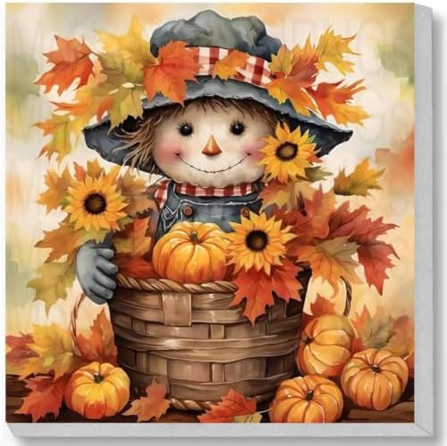 Fall Paint by Numbers Kit for Adults,Scarecrow Paint by Number With Frame
