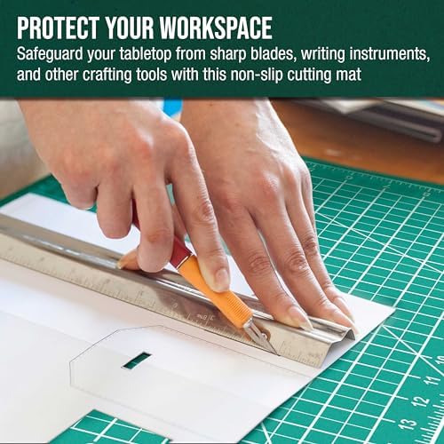 U.S. Art Supply 18"x24" Self-Healing Cutting Mat 5-Ply Green/Black | Double-Sided Green/Black Craft Mat, Non-Slip Cutting Mats for Crafts, Sewing, Quilting, Scrapbooking