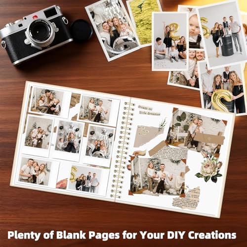 Vienrose Scrapbook Album Gift Set, 8x8 Inch, 40 White Pages, Off White
