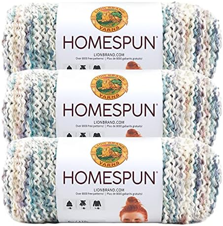 Lion Brand Yarn, Homespun Bulky Crochet Yarn, Tudor, Multicolor, 3 Pack