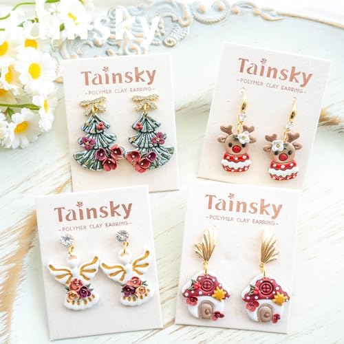 Tainsky Christmas Polymer Clay Cutters, 25 Shapes Winter Holiday Clay Earrings Cutters for Polymer Clay Jewelry