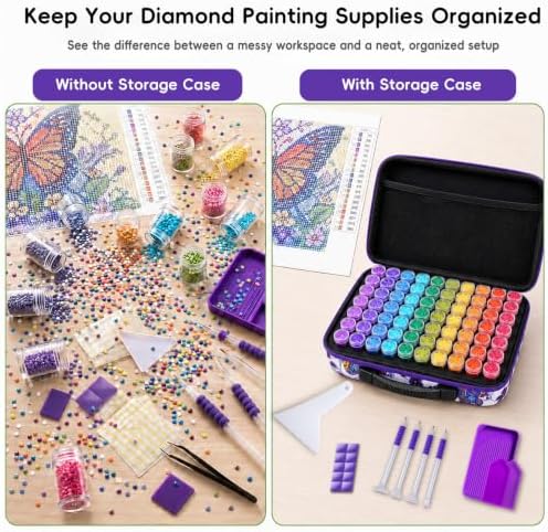 ZORETCO Diamond Painting Storage Case, 60 Slots Diamond Art Kits for Adults