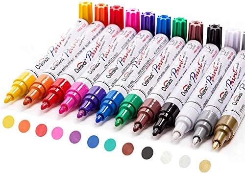 TFIVE 12 Colors Paint Pens Paint Markers, Oil Based Permanent Markers
