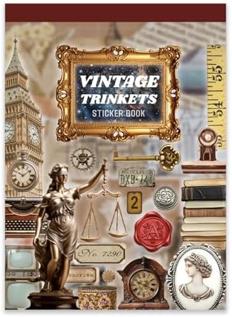 Bomichi Vintage Sticker Book, 30 Sheets 308 Pcs Aesthetics Stickers for Journaling Scrapbooking Bullet Journals Planners Letter Card Making