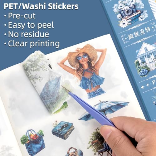 Charming Circulation Theme Sticker Scrapbooking Supplies for Junk Journal, 50 Sheets Washi Stickers - Vintage Journaling Stickers