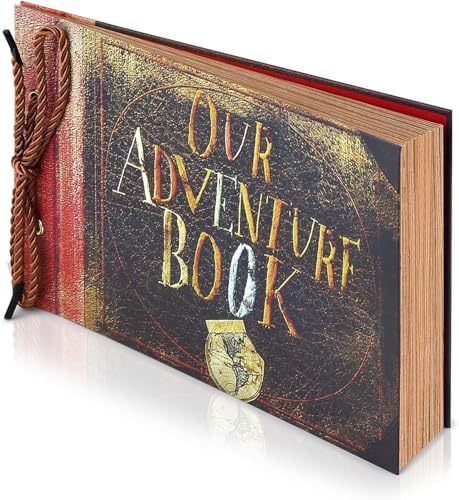 Handcrafted Adventure Book DIY Memory Scrapbook Diary | Flat-lay binding, blank pages for photos & tickets, scratch-proof cover, fits weddings, anniversaries & holiday gifts