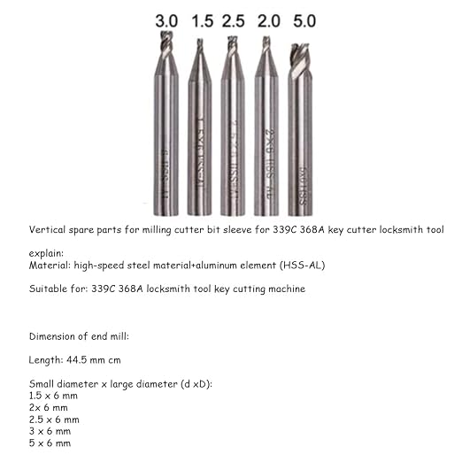 SaiDian 1Set Key Cutting Machine Drill Bits Cutter Set for 368A 339C Tools