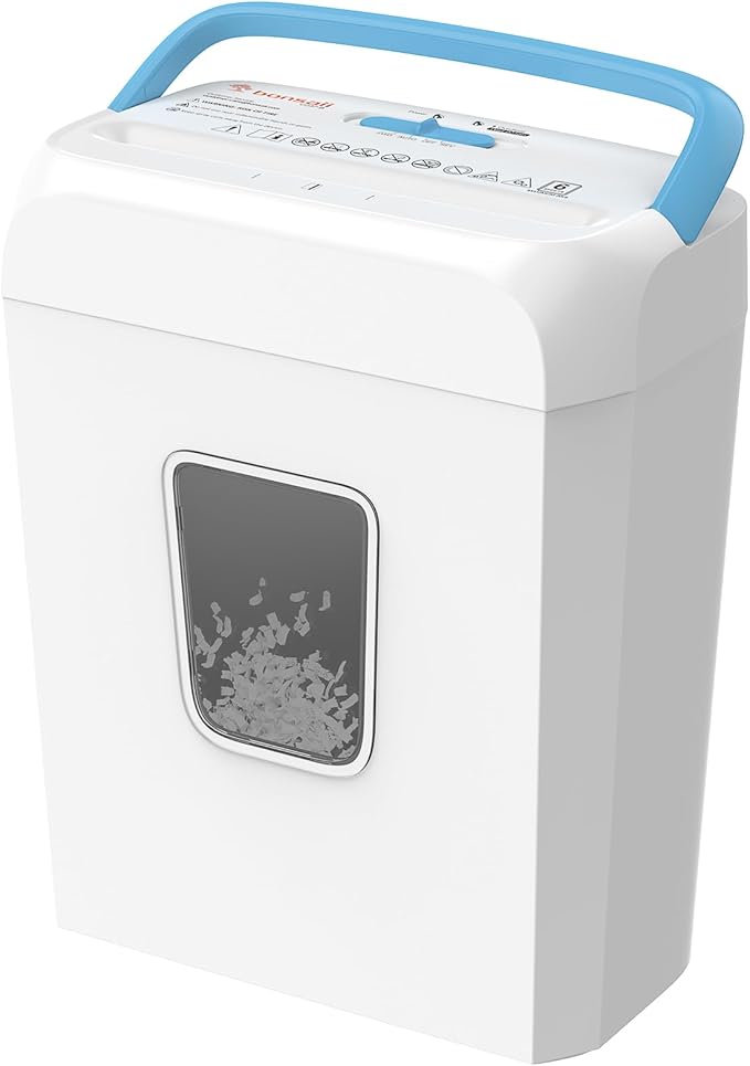 Bonsaii 6-Sheet Cross Cut Paper Shredder for Home, 3.4 Gal Bin | P-4 Security Level, Shreds Credit Cards, Staples & Paper Clips, with Portable Handle, Small Shredder for Home Office