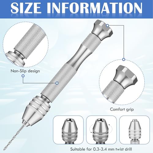 Zhehao 59 Pcs Hand Drill Bits Set Micro Drill Bit Set for Crafts, Silver