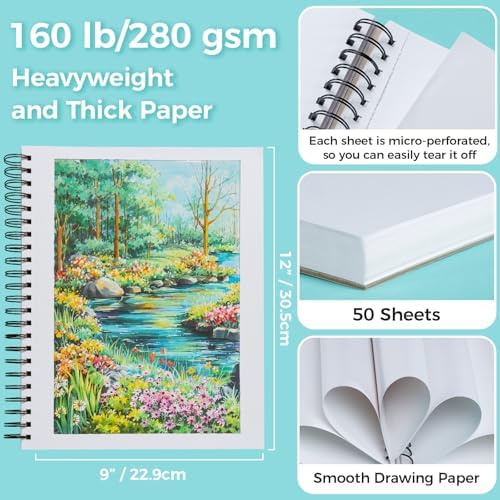 Ohuhu 9"x12" Double-Sided Bleedproof Marker Pad Art Sketchbook 50 Sheets
