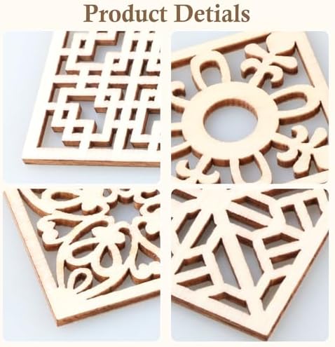 100Pack Wooden Embellishments Flower Cutouts 4x4 cm Blank Wedding Decoration Wooden Ornaments Wood Crafts Chips for DIY Crafts Gift Tags