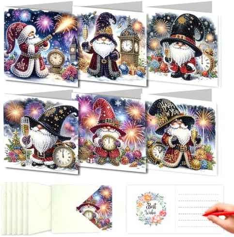 DDGYP 6 Pack Gnome Diamond Art Cards Kit with Envelopes