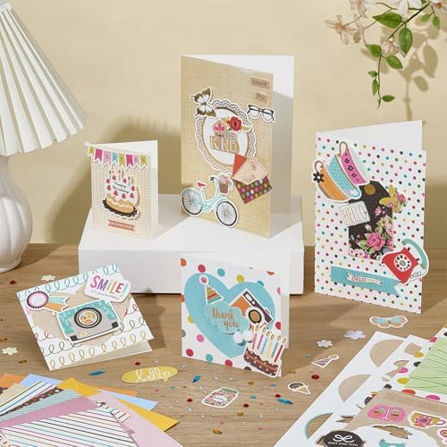 AHANDMAKER Paper Card Making Kits 16 Blank Greeting Cards Envelopes Colorful Birthdays Cards for Weddings, Teachers, Parents, Christmas, Gift Giving, Light Brown