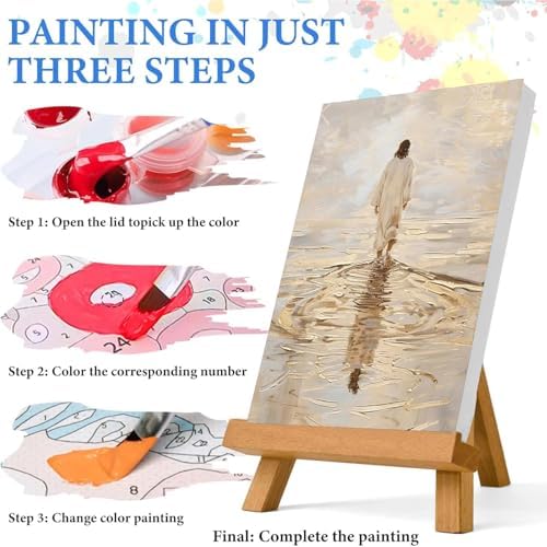 Jesus Paint by Numbers Kit for Adults Framed Canvas 12X16 in, Frameworkless
