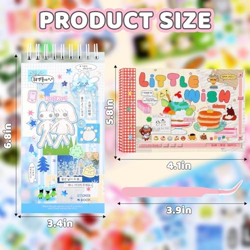 50 Sheets Japanese Sticker Book Manga 1200+ Scrapbook Stickers Kawaii Korean Decor Stickers Junk Journal Supplies for Journaling Scrapbooking Cute Decor Sticker for Kids Adult DIY Cosmtic Books-A