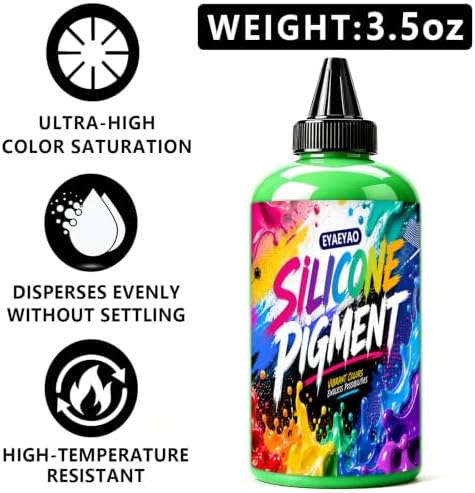 EYAEYAO Silicone Rubber Pigment - Green Paste Silicone Coloring Dye for Mold Making, Molding and Casting - Vibrant Color Pigment for Epoxy Resin Molds Making, Statues DIY Crafting (Green, 3.5 oz)