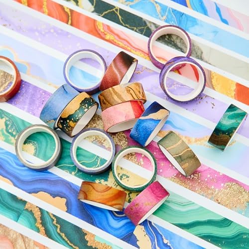 Marble Washi Tape Set 30 Rolls,Decorative Masking Tape for Junk Journal, Scrapbooking Supplies, DIY Crafting Supplies
