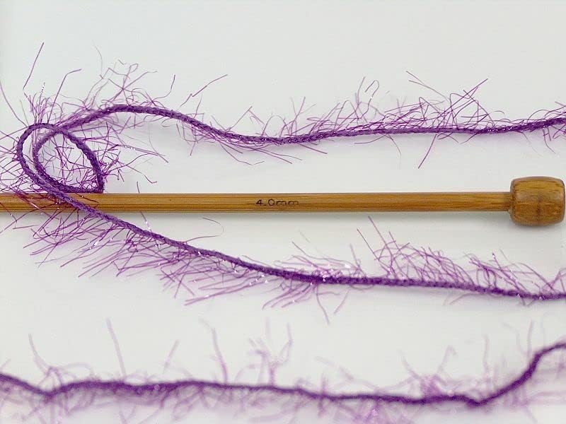 Sparkly Eyelash Fantasy Knitting Yarn | Metallic Lurex Nylon Short Eyelash Yarn | 50g (1.76oz) |140m(155 Yards) | Shiny Crochet Thread for Amigurumi & Decorative Projects (1, Dark Purple)