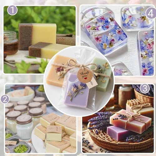 Soap Making Kit with 3 Silicone Molds, 48 Bags, 48 Gift Tags, 65ft Jute Twine – Craft Set for Handmade Soaps – Beginner & Professional