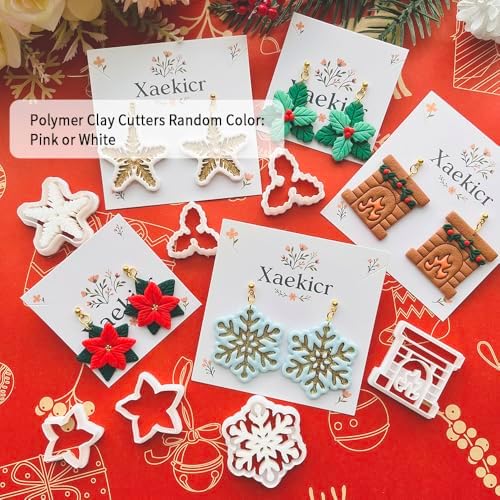 Xaekicr Winter Theme Polymer Clay Cutters Set – Clay Molds and Cutters for Polymer Clay, Decorative Earring Tools