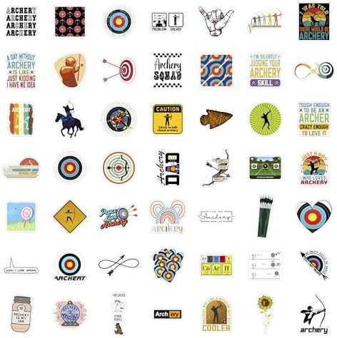 100Pcs Archery Stickers for Water Bottle and Laptop - Archery Party Supplies & Decorations, Waterproof Vinyl Decals, Sport and Target Stickers, Gifts for Women & Men
