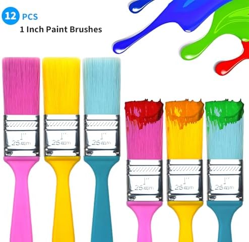 Great Andrew 12 PCS Small Paint Brushes 1 Inch Painting Acrylic