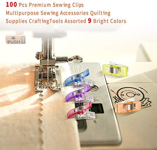 Sewing Clips 100 PCS with Tin Box, Assorted Fabric Clips for Quilting, Binding, Sewing Supplies and Quilting Supplies, Fabric Craft Clips, Alternative to Sewing Pins and Quilting Pins
