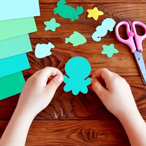 Whaline 50 Sheet 8.5 x 11 Inch Teal Blue Card Stock Paper 5 Solid Macaron Blue Colors Cardstock Paper Cyan Turquoise Core Scrapbook Crafts Paper for Print DIY Art Making School Office Supplies, 65lb