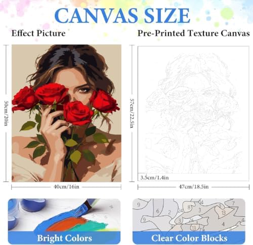 ZRIZQ Paint by Numbers Kit for Adults Beginner,Flowers Woman,16x20
