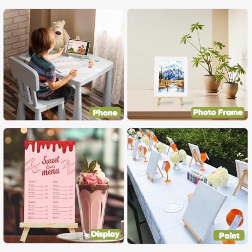 Conda 12 Pack 9 Inch Mini Wooden Display Easels, A-Shaped Mini Easel Stand for Small Painting, Painting Party Easel for DIY Crafts, Photos, Gift, Decoration