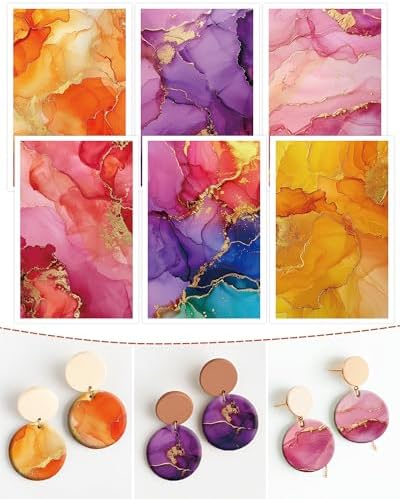 Abstract Polymer Clay Transfer Paper - 18 Pcs Fluid Marble Transfer Sheets for Polymer Clay Earrings Jewelry