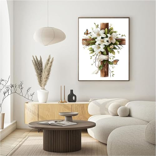 bleihum Cross Paint by Numbers Kit for Adults with Frame Easel 8x12In