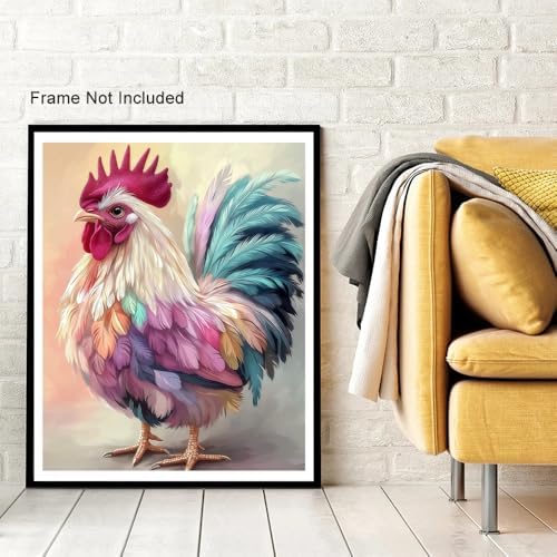 Natuyalo Paint by Numbers Kit for Adults - Colorful Rooster Adult Paint by Number Kits on Canvas Without Frame for Beginner, Animals Acrylic Painting by Numbers Kit for Gift Home Wall Decor 16x20 inch